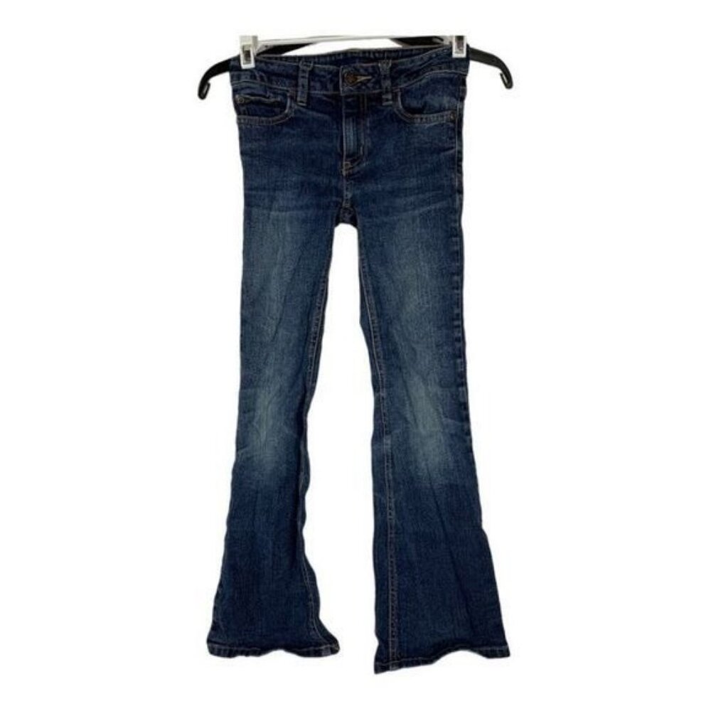 Basic Editions Girls Flared Blue Denim Jeans Size 8 Cotton Blend